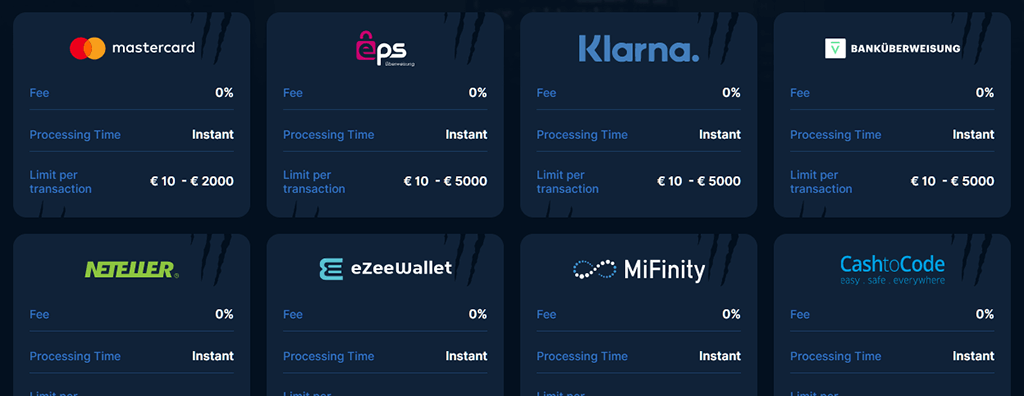 The Huge Ammount of Payment Methods Available at PlayZilla