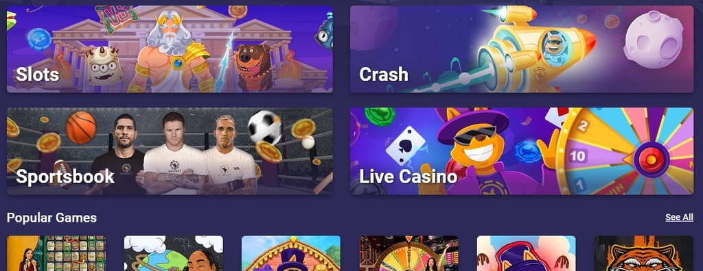 Game Categories on Roobet